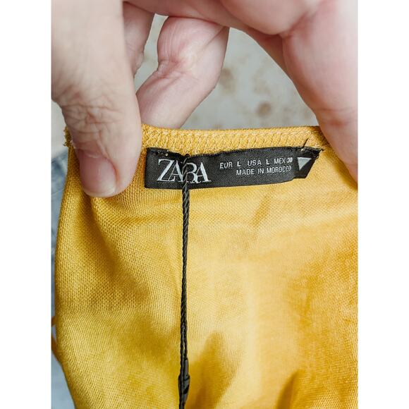 NWT Zara Women's Mustard Linen Feel Halter Crop Top. Size Large. - Picture 2 of 3